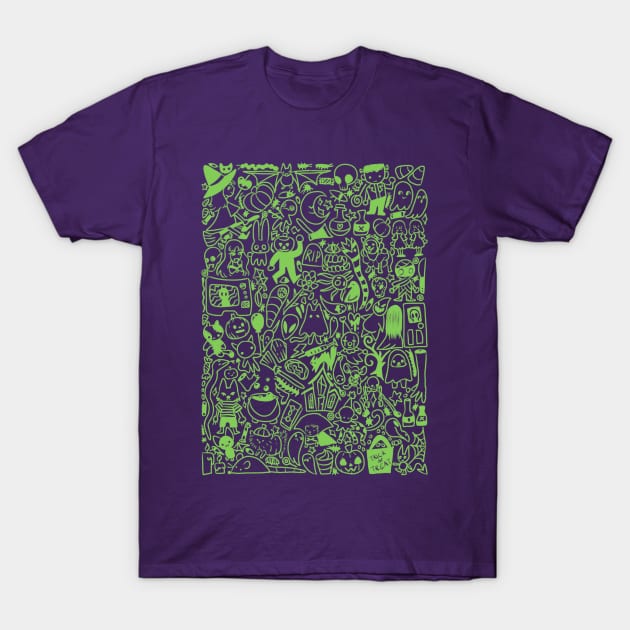 Halloween Doodle (green) T-Shirt by Kenners